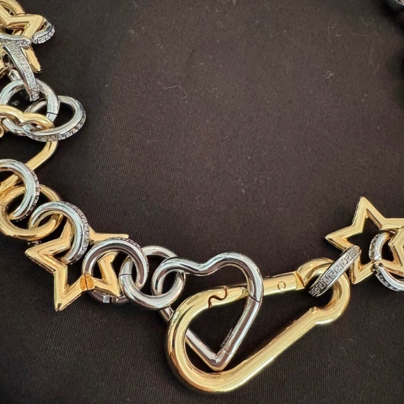 Versace Medusa Gold Charm Two Tone Embellished Chain Chunky Necklace 😍 - Picture 5 of 7